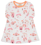 LONG SLEEVE POLLY PLAY DRESS - FALL ON FINCASTLE ROAD WITH SEASHORE SHERBET