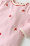 ROCK ME ROMPER - PALM BEACH PINK WITH PRESENT EMBROIDERY