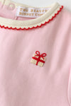ROCK ME ROMPER - PALM BEACH PINK WITH PRESENT EMBROIDERY