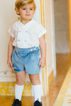 SAL & PIMENTA DUSTY BLUE VELVET BABY SET