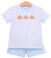 PUPPY TRIO EMBROIDERED SHORT SET