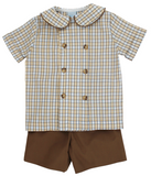 PECAN PLAID WITH BISON - DRESSY SHORT SET
