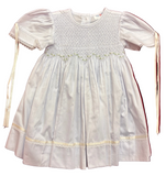 WHITE SMOCKED BODICE DRESS