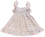 SMOCKED DRESS WITH RUFFLE SLEEVES