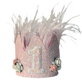BLUSH GLITTER FEATHER CROWN
