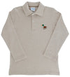 EMBROIDERED KNIT MICROSTRIPE POLO - DUCK ON KHAKI