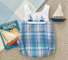 SANDLER SUNSUIT - LAUDERDALE PIER PLAID WITH WORTH AVENUE WHITE AND SAILBOAT APPLIQUES