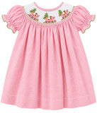 SANTA SLEIGH SMOCKED BISHOP DRESS