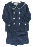 NAVY CORDUROY - DRESSY SHORT SET