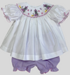 LULU BEBE HALLOWEEN CAT LAVENDER GINGHAM SMOCKED BLOOMER SET