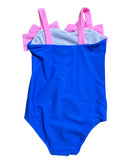 1 PC ROYAL BLUE SWIMSUIT WITH PINK  BOWS