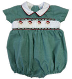 SANTA SMOCKED BUBBLE WITH WHITE COLLAR