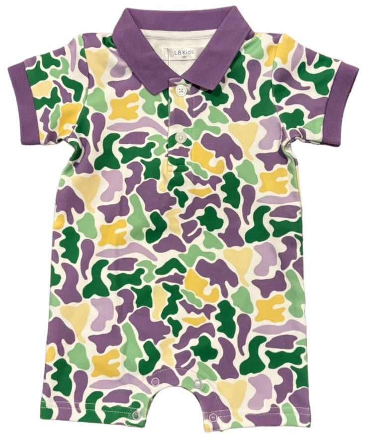 LuLu BeBe Kids Mardi Gras Stripes on White Rugby Shirt main image 0