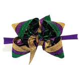 MARDI GRAS METALLIC STRIPE BOW HEADBAND