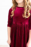 CRANBERRY VELVET TWIRL DRESS