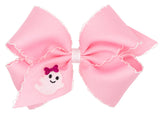 MEDIUM HALLOWEEN GHOST EMBROIDERY MOONSTITCH HAIR BOW