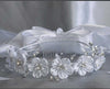 VEIL WITH SATIN FLOWERS AND PEARLS