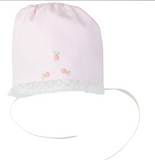 PINK VINTAGE BOW AND LACE BONNET