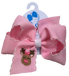MEDIUM PINK HAIRBOW WITH REINDEER EMBROIDERY