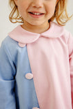 BLAIRE BUTTON DRESS ( CORDUROY ) BEALE STREET BLUE AND PALM BEACH PINK