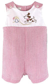 RED SUNSUIT WITH BEACHBALL AND DOG EMBROIDERY