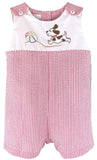 RED SUNSUIT WITH BEACHBALL AND DOG EMBROIDERY