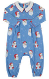 LONG SLEEVE BRADFORD ROMPER DEAR SANTA ( BARBADOS BLUE ) WITH WORTH AVENUE WHITE