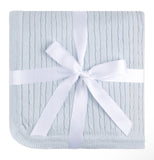 CABLE KNIT BLANKET - BLUE