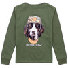 BOYS LONG SLEEVED SHIRT - MAN'S BEST FRIEND DOG ON OLIVE GREEN