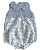 KNIT RUFFLE FLORAL BUBBLE - CADET BLUE