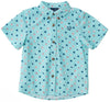 BOYS SHORT SLEEVE FISHING SHIRT IN NAUTICAL FLAG PRINT ON WATERSPOUT GREEN