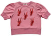 LOBSTER SEQUIN PUFF SLEEVE TOP