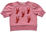 LOBSTER SEQUIN PUFF SLEEVE TOP