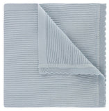 SCALLOPED TRIM RIBBED KNIT BLANKET - POWDER BLUE