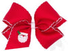 MEDIUM RED GROSGRAIN HAIR BOW WITH MOONSTITCH EDGE AND SANTA EMBROIDERY