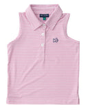 GIRLS SLEEVELESS PRO PERFORMANCE POLO SHIRT IN FUCHSIA PINK STRIPE