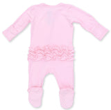 SOLID PINK A BOO RUFFLE FOOTIE