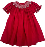 CLASSIC RED SMOCKED BISHOP DRESS