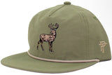 BOYS YOUTH ROPE HAT - OLIVE GREEN WHITE TAIL BUCK
