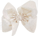 5.5 GLITTER METALLIC HAIR BOW - WHITE