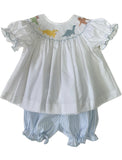 LULU BEBE SMOCKED DINO BISHOP BLOOMERSET