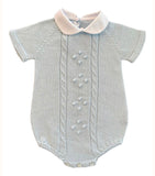 BRAIDED SHORT SLEEVE BUBBLE - LIGHT BLUE