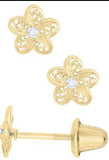 14K Flower CZ Earrings GE454