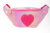 SHINY HEART PATCH SLING BAG - HOT PINK