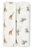 GIRAFFE AND ZEBRA SWADDLE SET