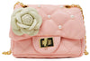 QUILTED FLOWER PEARL HANDBAG - PINK