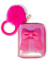 SHINY JUMBO BOW SPIRAL STRAP WALLET - HOT PINK