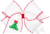 MEDIUM HAIR BOW WITH MOONSTITCH EDGE AND CHRISTMAS TREE EMBROIDERY