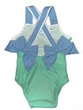 1 PC MINT AND LIGHT BLUE WITH BOW SWIM SUIT