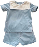 WALTER ICE BLUE VELVET SHORT SET